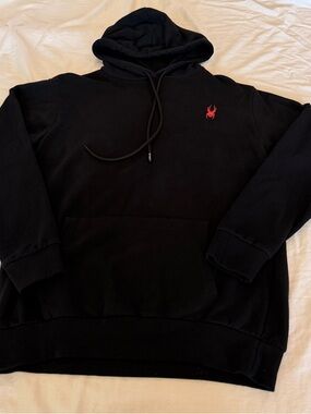 Spyder Black Hoodie with Red Spider Chest Emblem